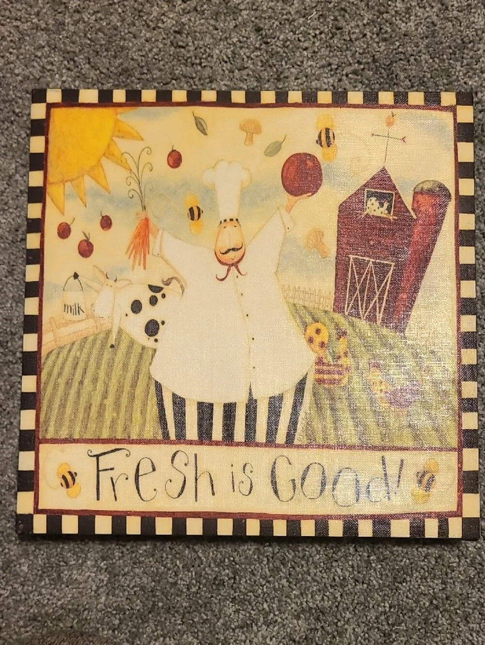 Chef Kitchen Wall Art Panel Set - Yellow & Cream